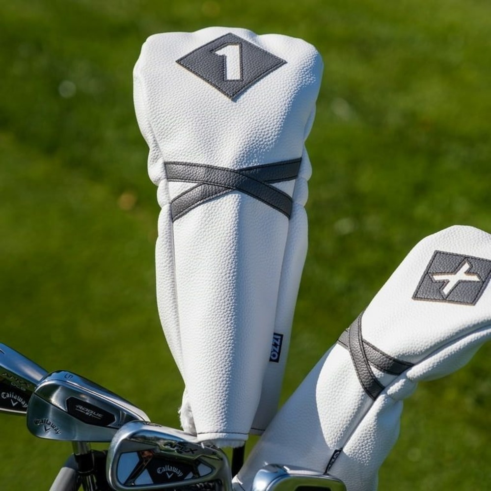 IZZO Golf Driver Headcover White Grey Durable PU‎ Leather Bundle of 3 NWT